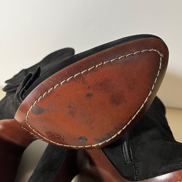 No. 704 Black Booties Pansy Suede Ruffle Ankle Boots Booties Size 39.5/ US 9 - Picture 8 of 9